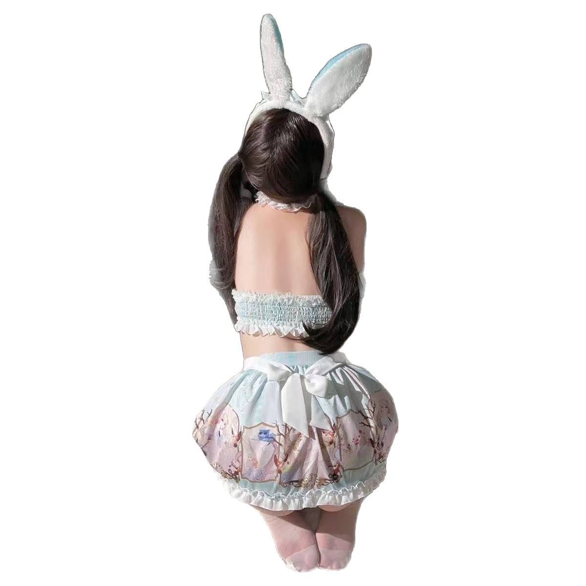 Maid Roleplay Lingerie Set with Tube Top, Skirt, Headband, Collar and Bracelets - Image 5
