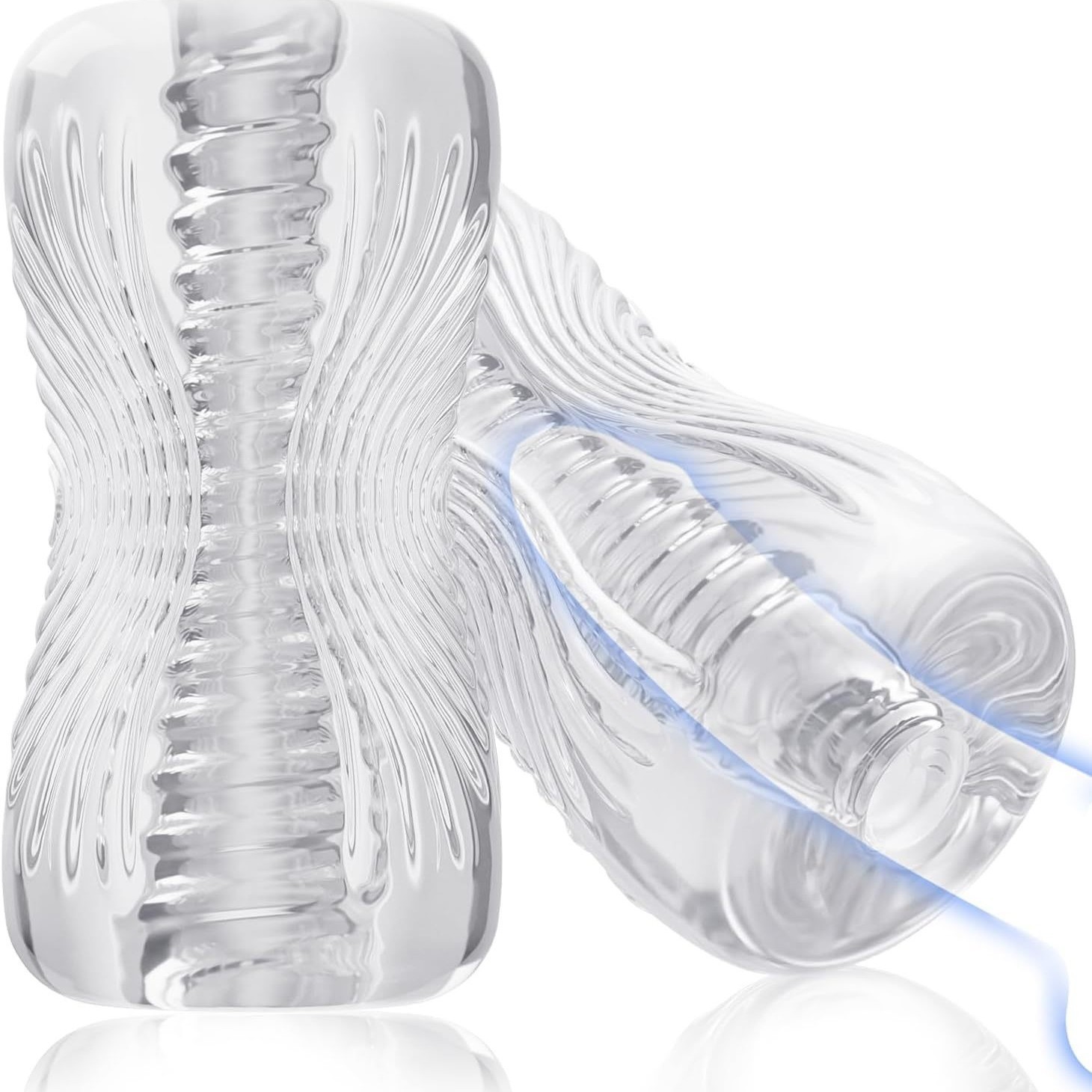 Transparent TPE Spiral Manual Masturbation Cup with Suction Grip, Gen 5 Delay Trainer - Image 3