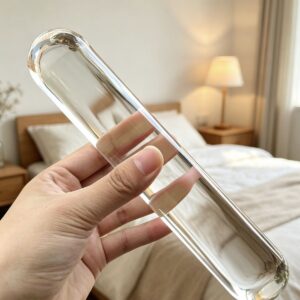 Crystal Glass Anal Plug Rod, 23 cm Dual-End Wand for Anal and Vaginal Play, Clear