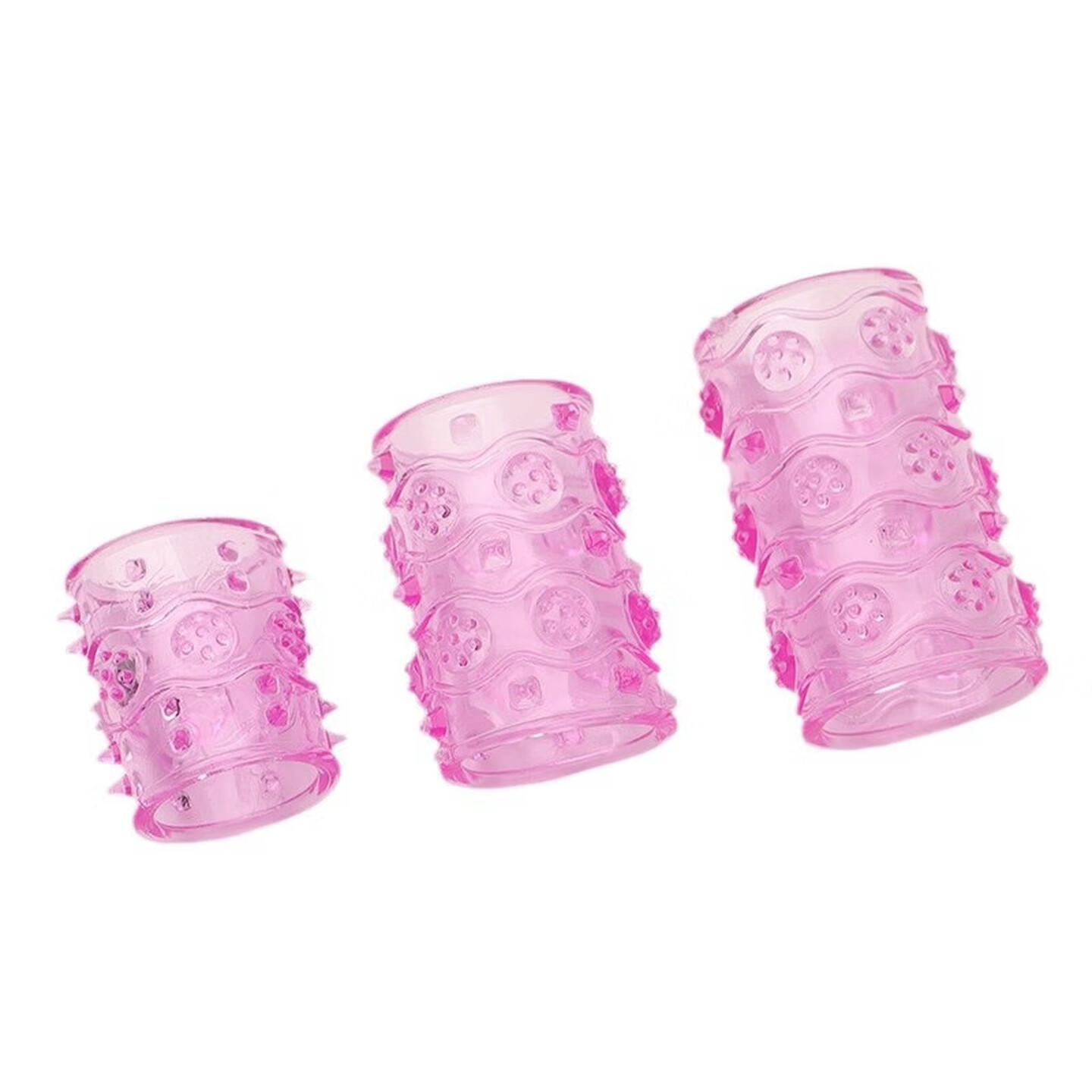 TPE Penis Ring 3-Pack with Raised Beads for Clitoral Stimulation, Purple - Image 5