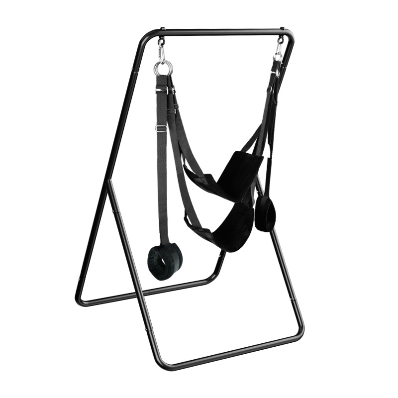 Adult Bondage Swing Set with Handcuffs and Restraint Cushion, Black - Image 5