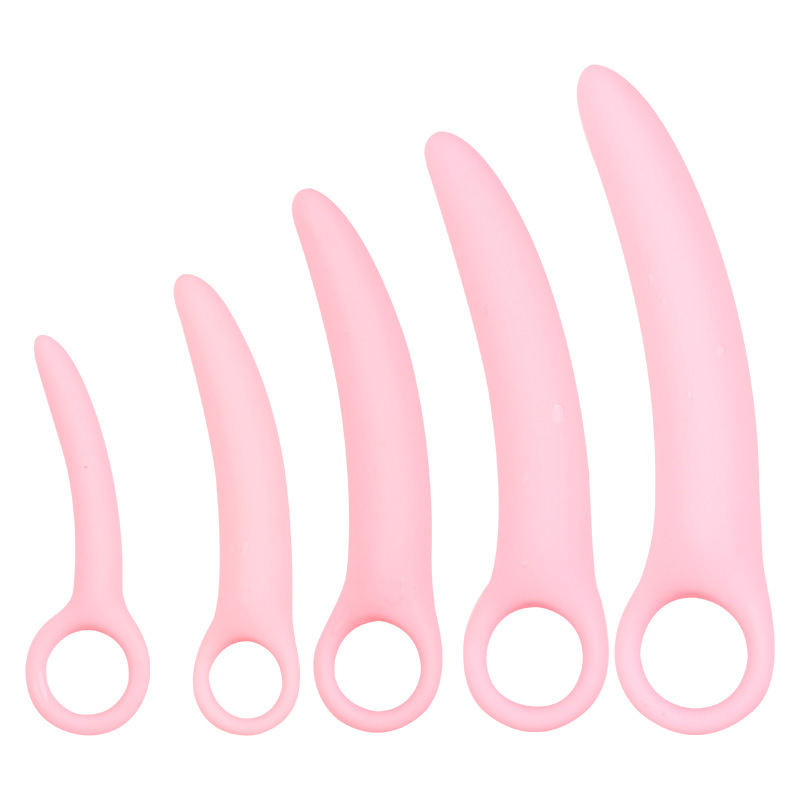 Crescent-Shaped Silicone Anal Plug, Pink Manual Training Toy - Image 5