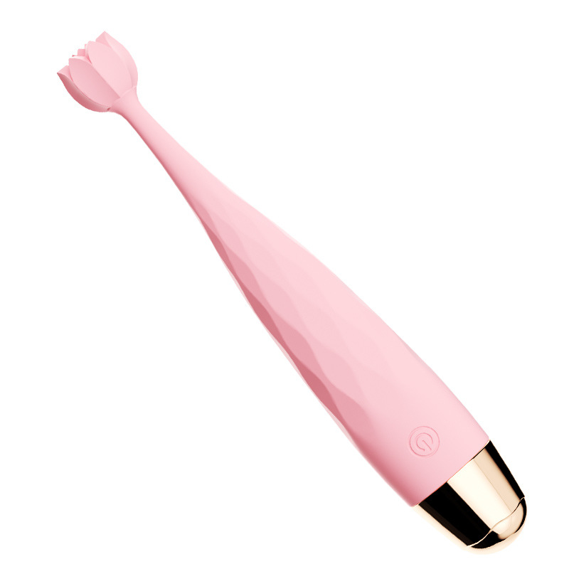 Rechargeable Lotus Multi-Frequency Vibrator Wand, Silicone Heating Teasing Stick, Pink - Image 4