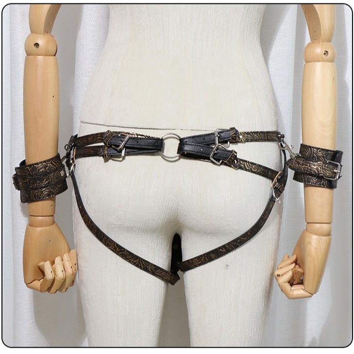 Jiuai SM Wearable Restraint Pants Set with Leather and Metal Cuffs - Image 3