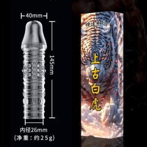 Four-Pronged Wolf Tooth Textured Condom Sleeve with Spiked Stimulation and Delay Lock