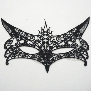 Black Half-Face Masquerade Mask with Yarn Crown for Party and Costume - Image 2