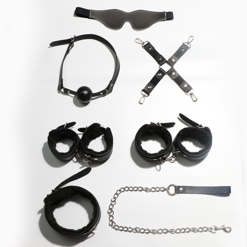 SM Six-Piece Couple Restraint Set with Hand and Foot Cuffs and Mouth Gag - Image 5