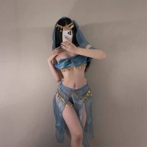 Women's Roleplay Lingerie Set with Tube Top, Skirt, Headpiece and Panties