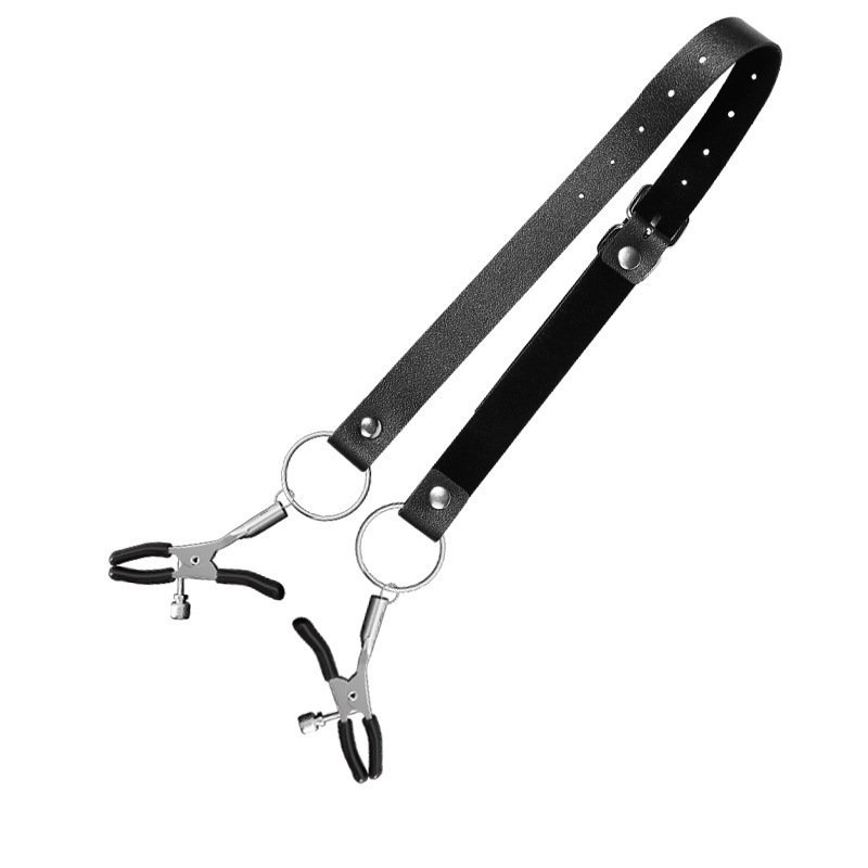 SM Breast Clamps in Black PU Leather and 304 Stainless Steel for Adult Couples - Image 5