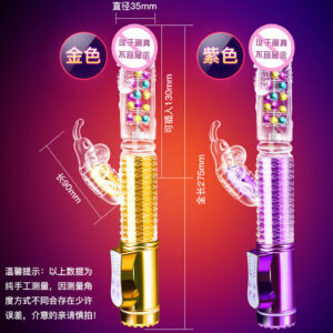 36-Frequency Rotating Bead Wand Vibrator with Telescopic Swing, USB Rechargeable, Purple