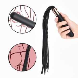Rechargeable Ten-Frequency Vibrating Whip Stick, Black ABS Adult Stimulation Toy