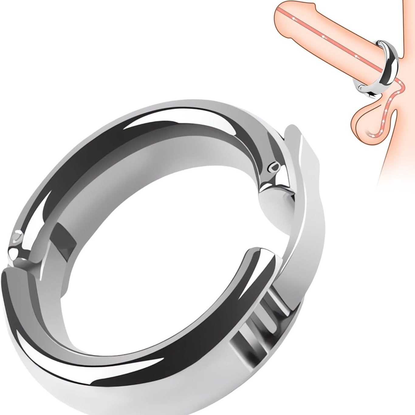 Metal Penis Weight Training Ring, Foreskin Restraint Lock Ring, Large Size - Image 3