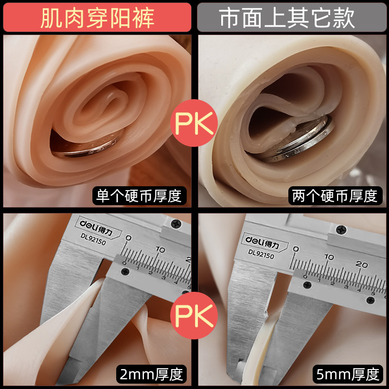Jiuai Wearable Hollow Strapless Dildo Pants, Soft Liquid Silicone, Flesh Tone, Large - Image 4