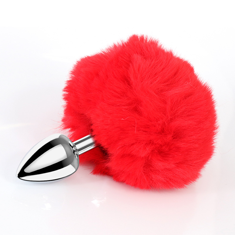 Metal Rabbit Tail Anal Plug, Colorful Non-Vibrating Adult Toy - Image 5
