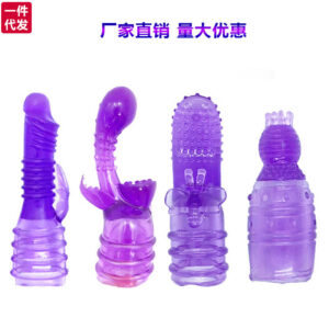 Jumping Egg Headgear Vibrator Accessory with Extended Clitoral Tongue, Purple Soft Silicone