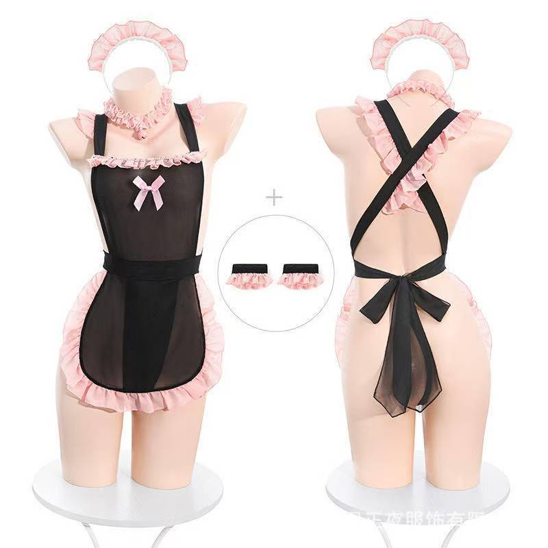 Maid Roleplay Lingerie Set, Polyester Uniform Costume, One Size, Bagged - Image 5
