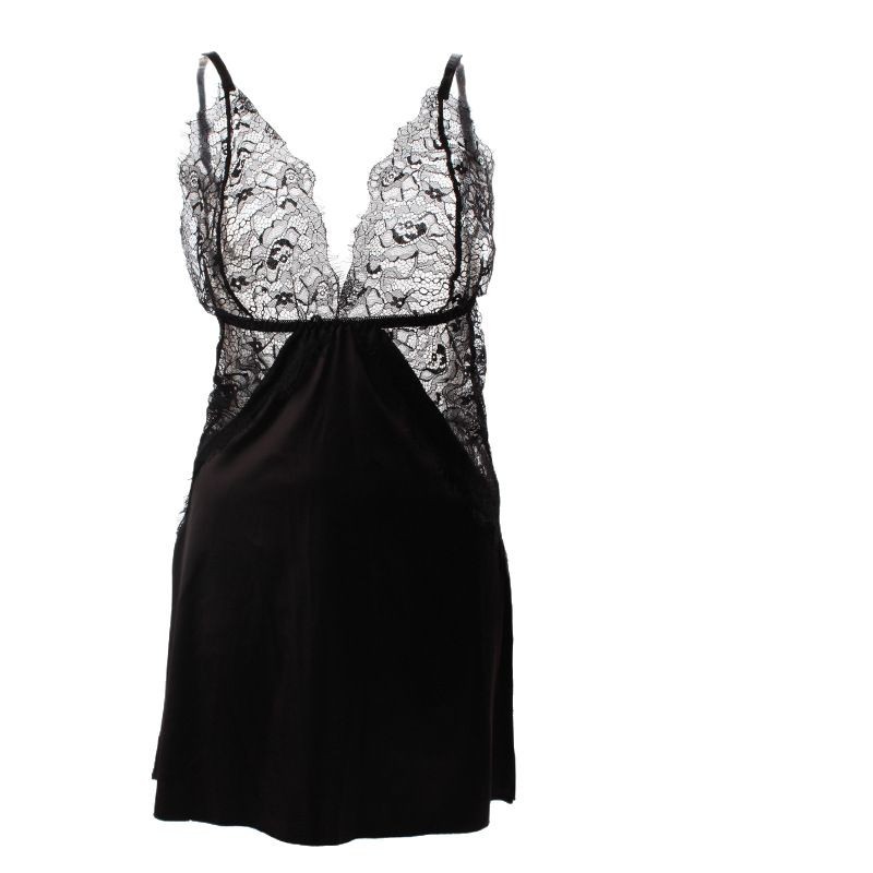 Plus Size Lace Sling Babydoll Nightgown Set with Matching Panty, White Polyester - Image 5