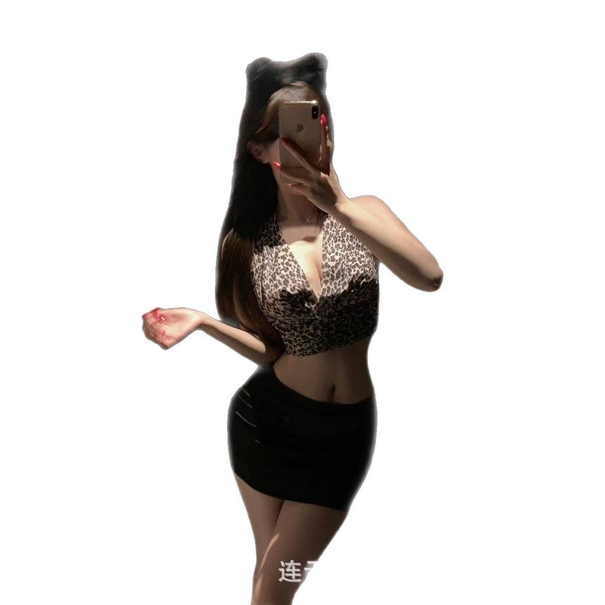 Secretary's Temptation Leopard Print Lingerie Set with Open-Bust Top and Hip Suit - Image 5
