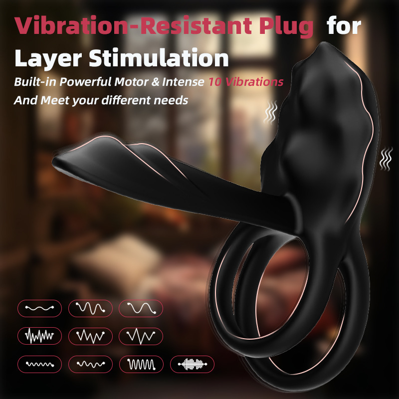 Wireless Remote Control Vibrating Double Ring with Prostate Massager, Silicone Delay Cock Ring - Image 4
