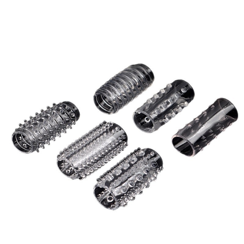 Crystal Caterpillar Textured Locking Ring 6-Pack, Transparent Soft Silicone-Style Cock Rings - Image 5