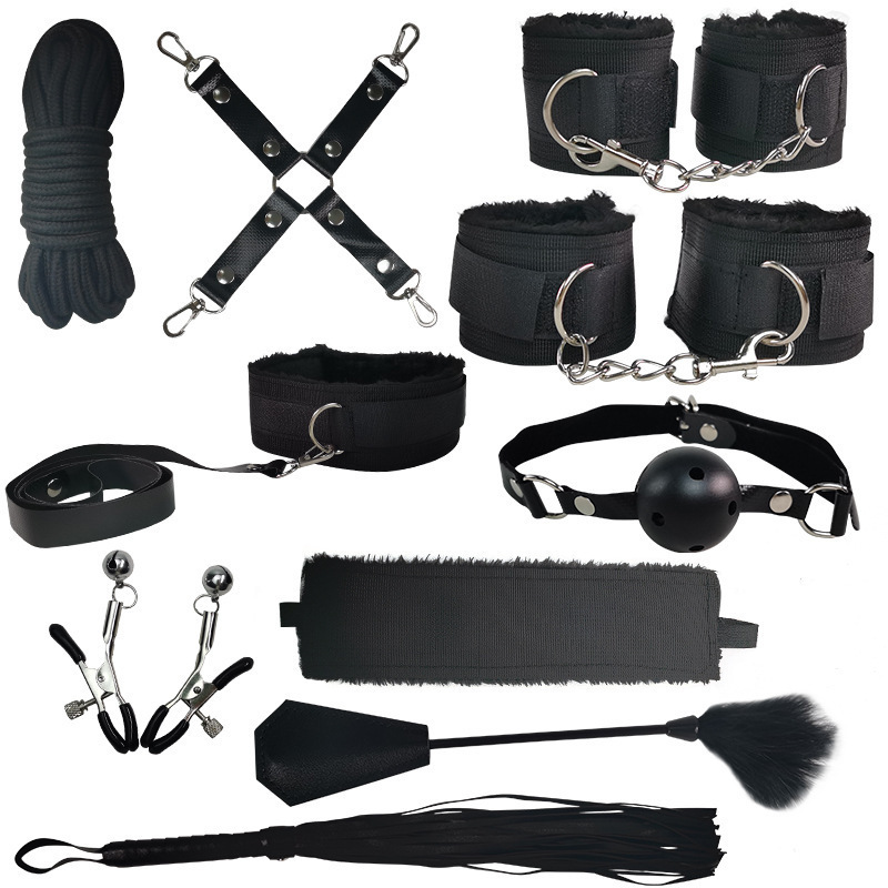 10-Piece Adult Bondage & Restraint Set with Faux Leather and Nylon Straps - Image 4