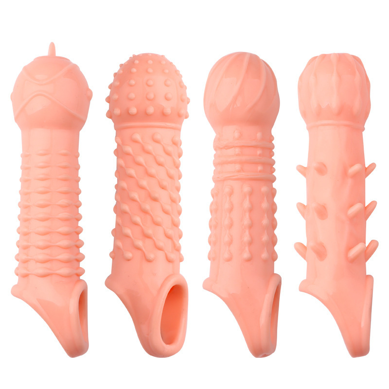 Textured Studded Condom Sleeve with Wolf-Tooth Particles, Delay Lock Design, TPE - Image 5
