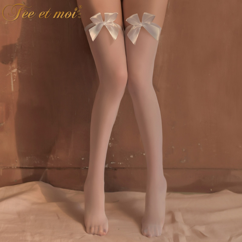 Feimu Black and White Stockings for Women, Adult Hosiery, Bagged - Image 2