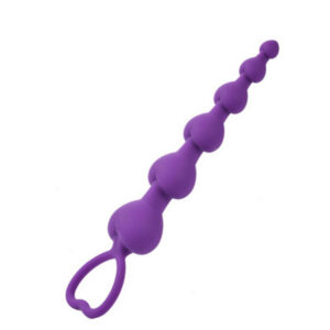 Heart-Shaped Silicone Anal Beads, Soft Flexible Unisex Adult Toy, Black