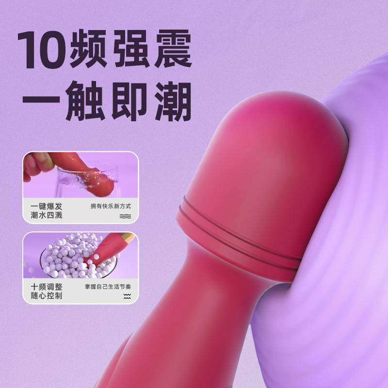 Mini Vibrating Wand with Silicone Anal Plug Attachment, Button Control, Purple - Image 3