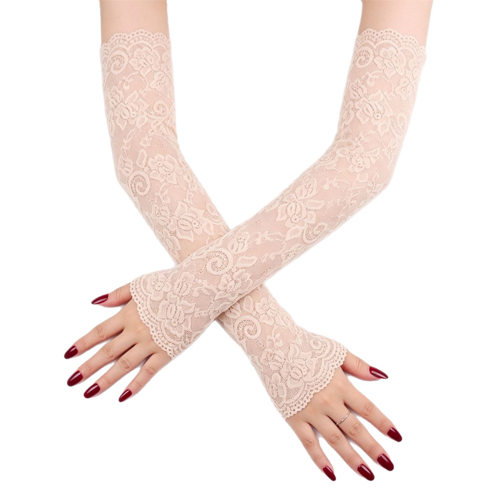 Thin Highly Elastic Lace Arm Sleeve for Sun Protection and Scar Concealment, Bridal Wedding Accessory - Image 5