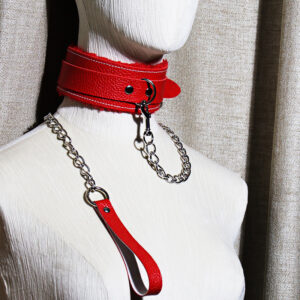 Bondage Collar and Lead Set in Leather for Adult Couples