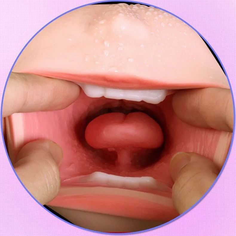 Deep Throat Sucking Silicone Masturbator Cup with Teeth, TPE, Skin Tone - Image 5