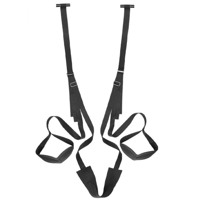 Door Swing Restraint Set with Cushion, Black Dual-Layer Fabric, Metal Hardware - Image 4