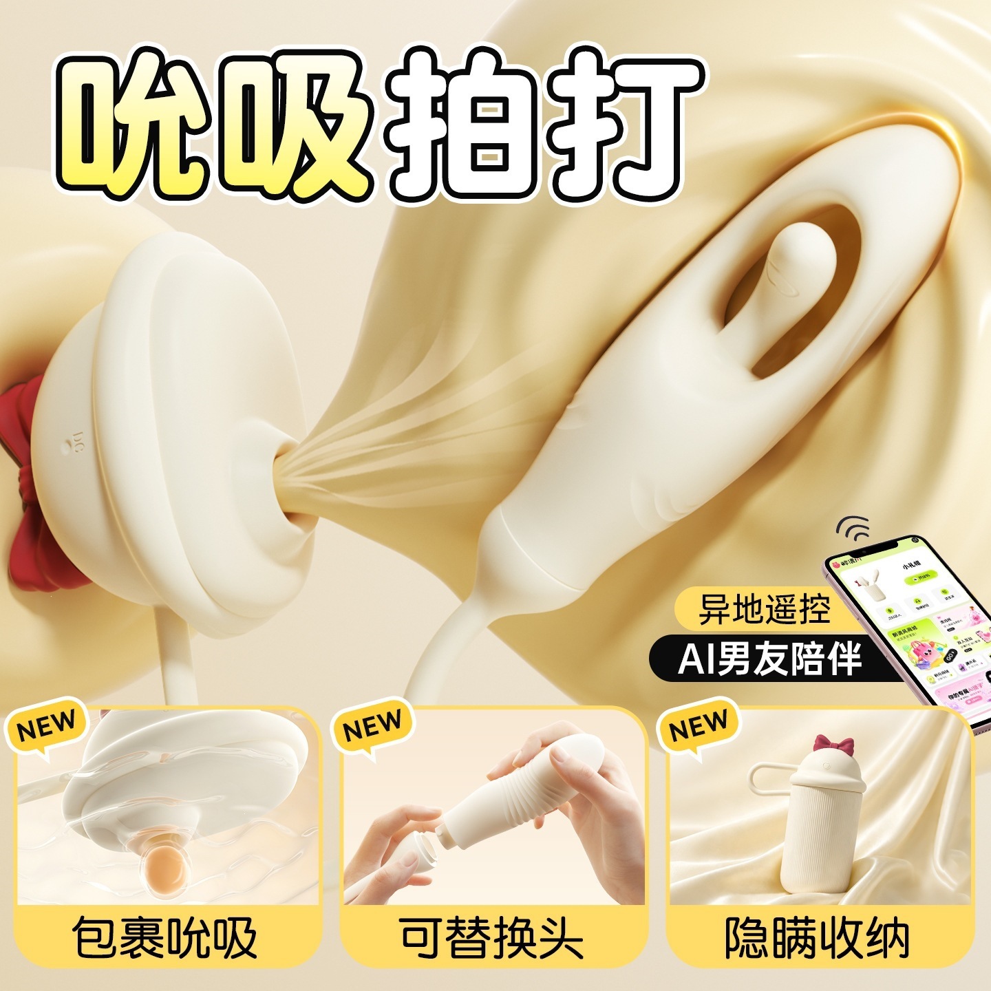 Mystery Girl Mini Vibrating Egg with Suction, Telescopic and Patting Functions, App Control - Image 3