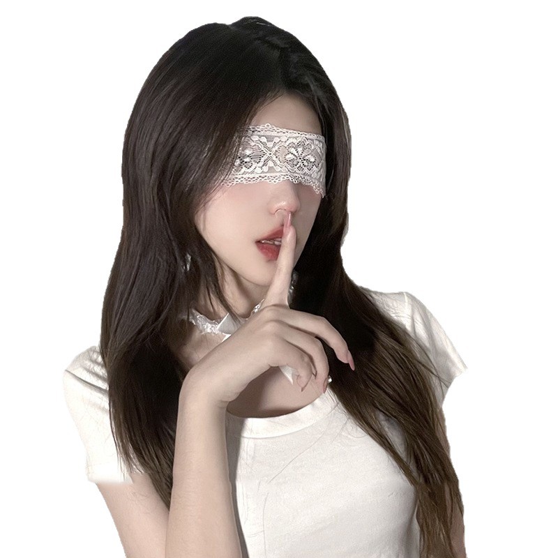 Lace Eye Mask with Adjustable Strap and Embroidered Hollow Detail - Image 5