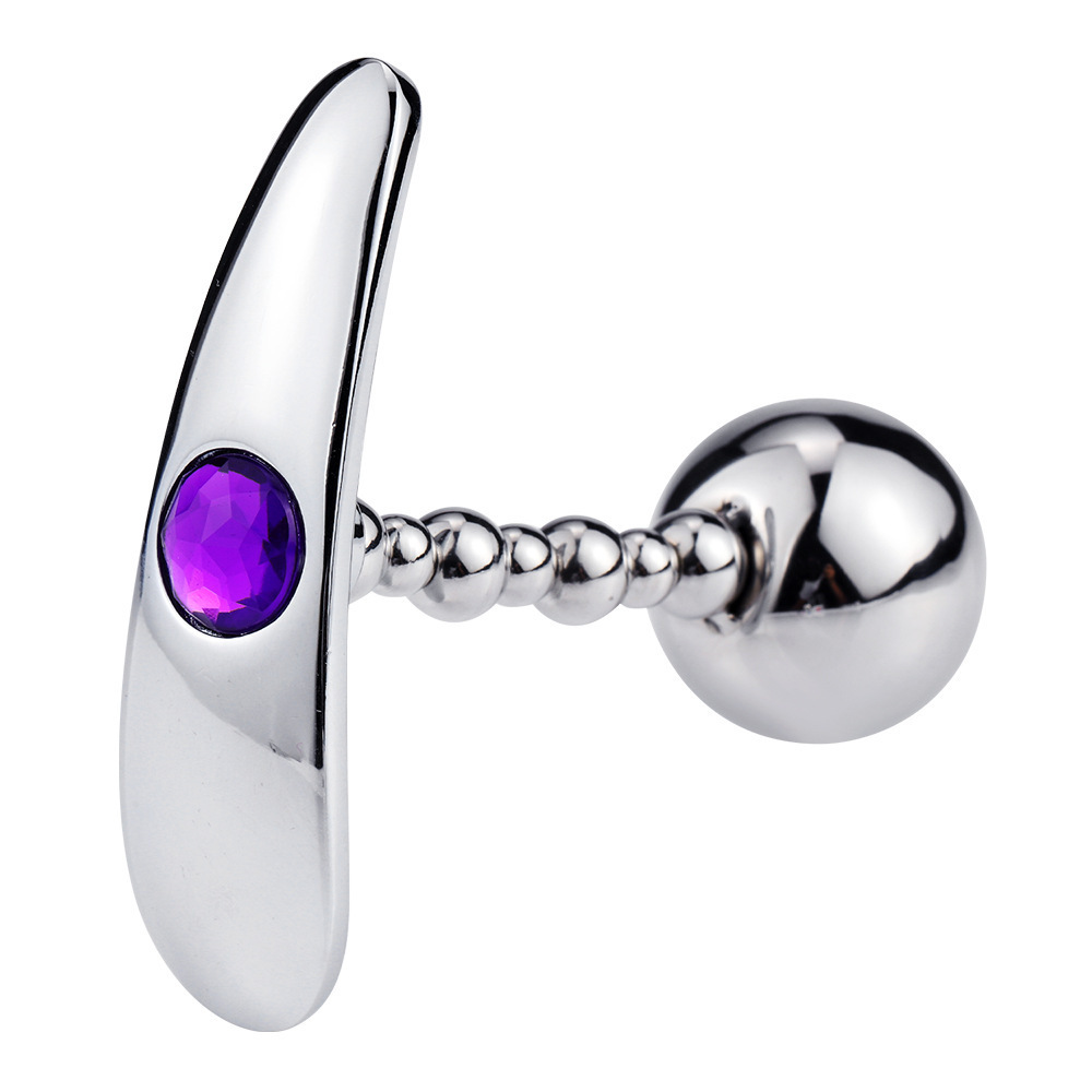 Metal Anchor-Style Swinging Anal Plug with Dual Beads, Wearable Silver Design - Image 2