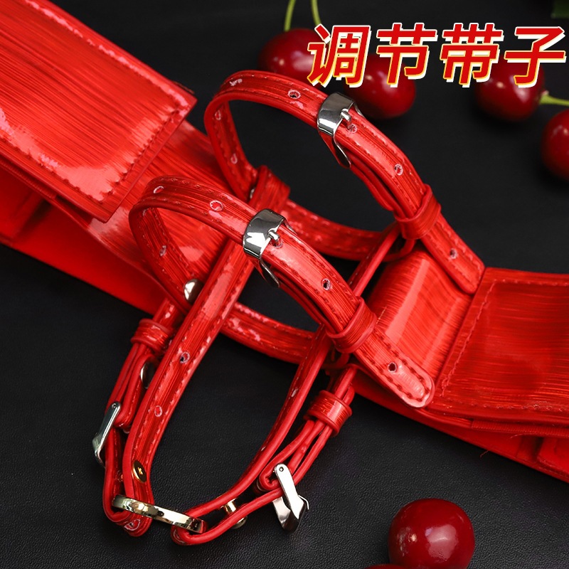Jiuai Bondage Strap Set for Couples, PVC Restraint Accessory, Red - Image 4