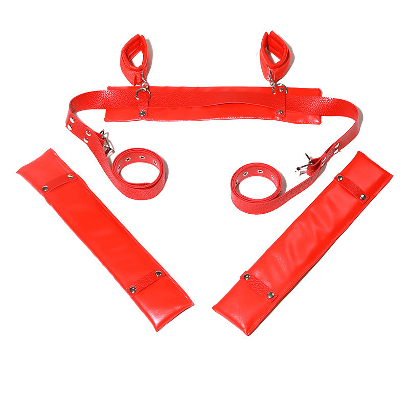 PU Leather Leg Spreader Restraint Set with Handcuffs for Adult Couples - Image 3