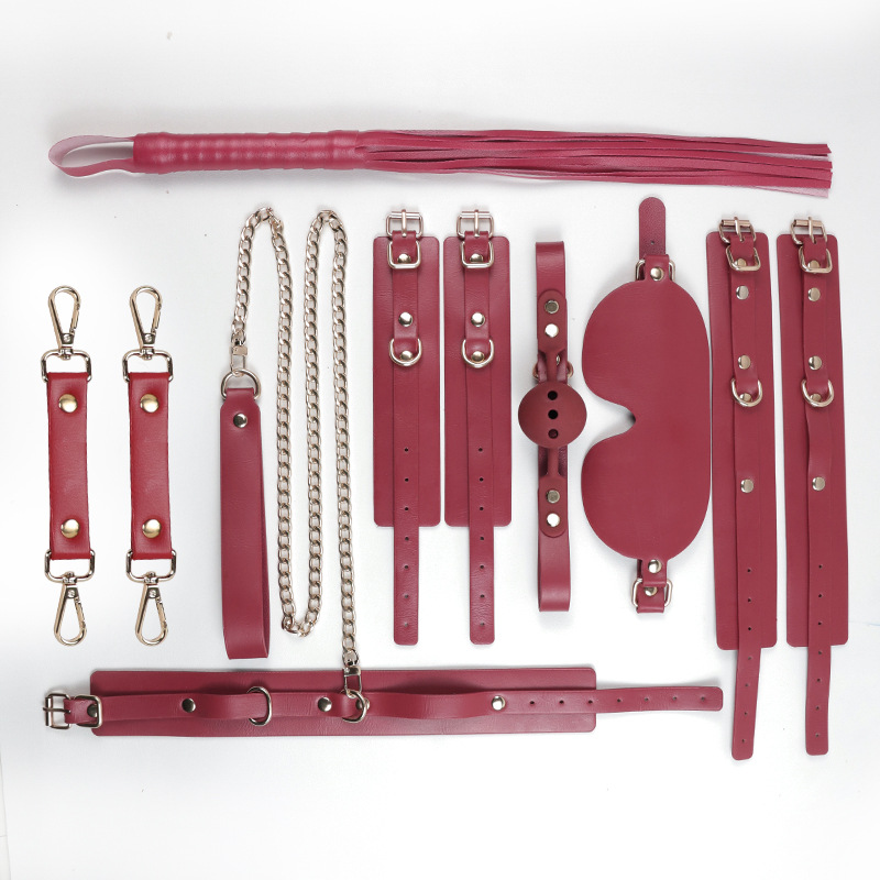 PU & Metal Bondage Set with Hand and Foot Cuffs, Nipple Clamps, and Soft Leather Storage Bag - Image 5