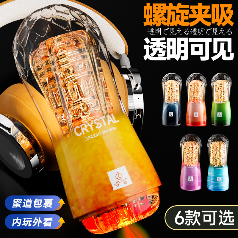 Jiuai Male Masturbation Cup Transparent TPE Manual Control Adult Toy - Image 2