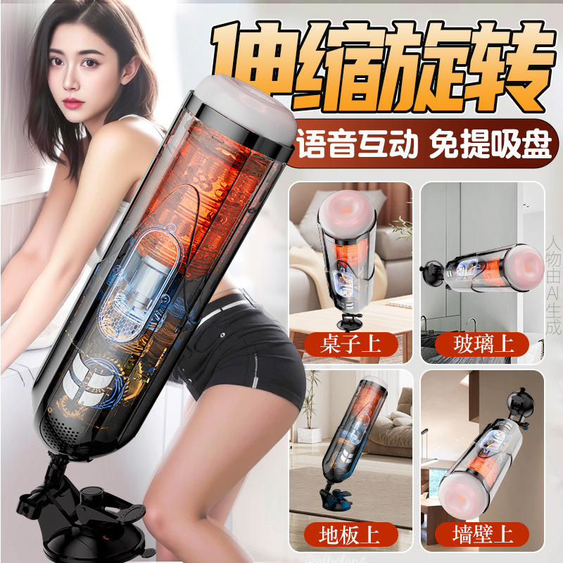 Storm Automatic Telescopic Male Masturbator Cup with Rotation, ABS and TPE, Adult Electric Pleasure Device - Image 2