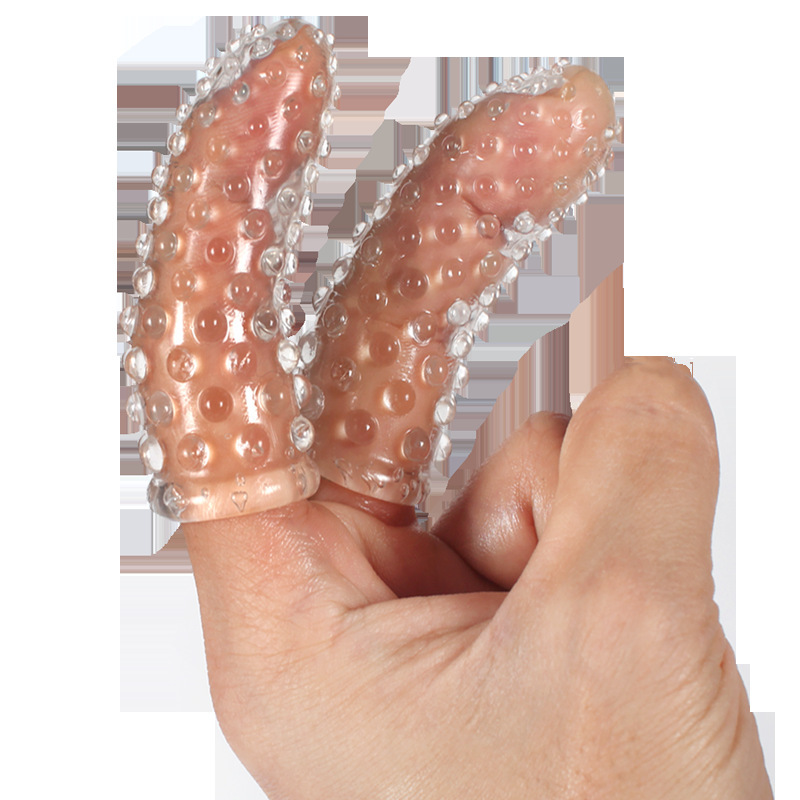 Pleasant Finger Sleeves, Transparent TPE Textured Masturbation Sleeves for Couples - Image 2