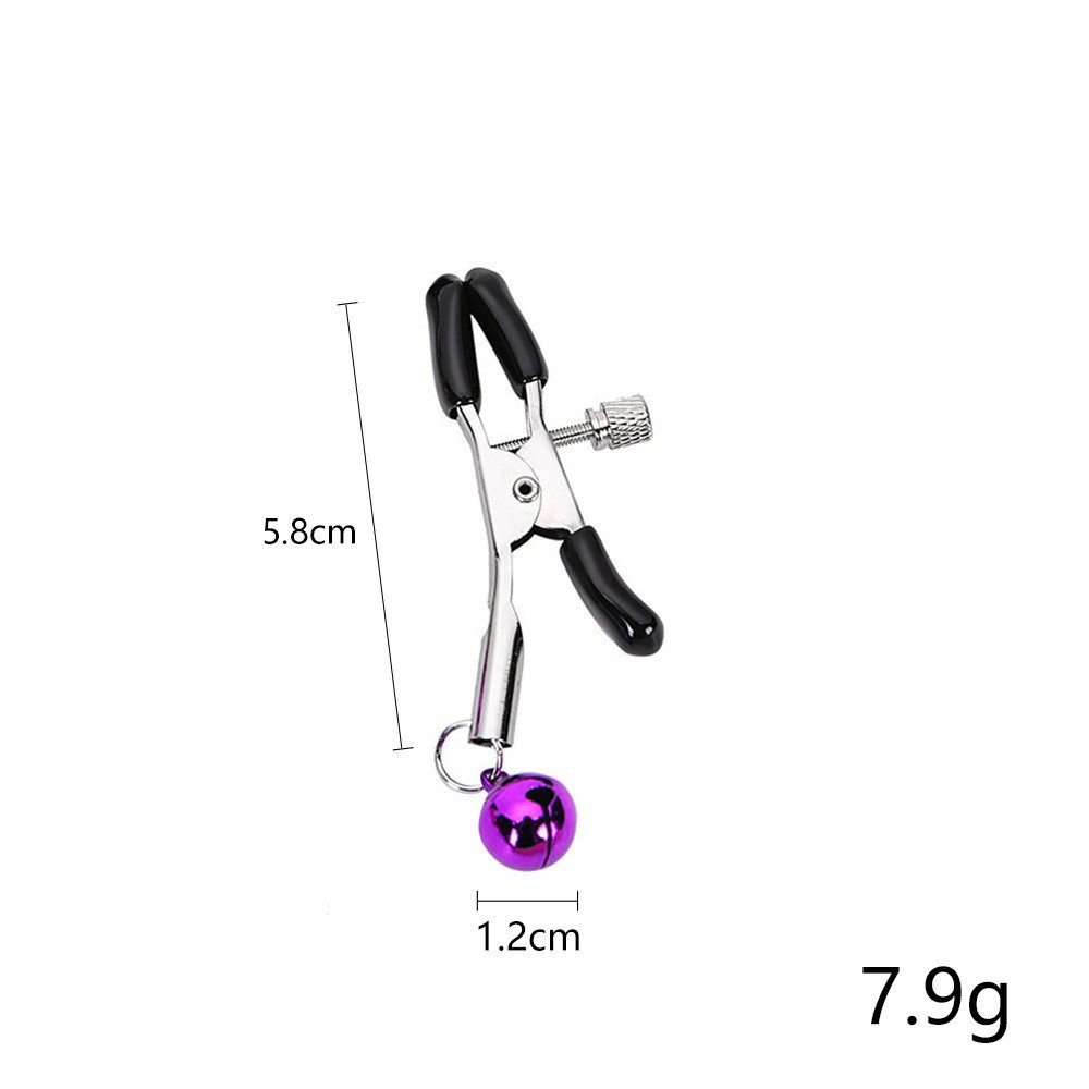 Single-Bell Metal Nipple Clamps, Purple-Red Pair, SM Sensory Play Accessory - Image 5