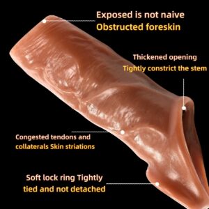 Thickened Open-Tip Silicone Reusable Penis Sleeve with Textured Wolf-Tooth Interior