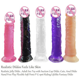 Flexible TPE Suction Cup Dildo with G-Spot and P-Spot Stimulation, Transparent Purple