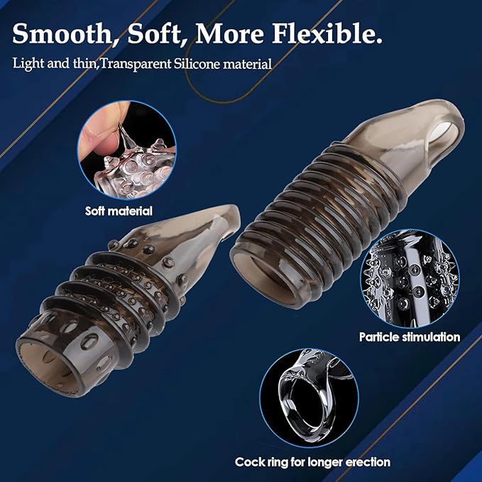 Wolf-Tooth Textured TPE Condom Sleeve, Thickened Delay Design, Transparent Adult Set - Image 4