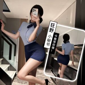 Stewardess Role Play Costume One Piece Flight Attendant Uniform Lingerie Polyester