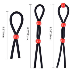 Silicone Delay Cock Ring Set, 3-Piece Lock Ring Combo, Manual Control, Red