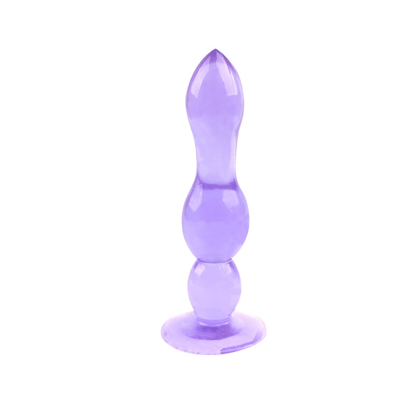 Chrysanthemum Wearable Anal Beads Plug, Suction Cup Base, TPE, Triple Bead Black - Image 4