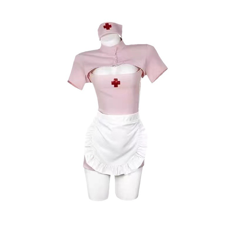 Nurse Roleplay Lingerie Set, Polyester Uniform Costume with Bag Packaging - Image 5
